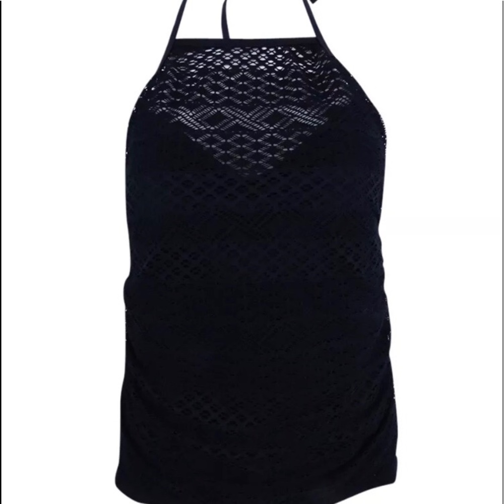 Island Escape High Neck Tankini 6 Shirred Black
